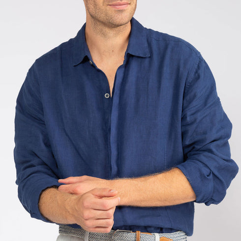Antigua – Classic linen shirt French Navy