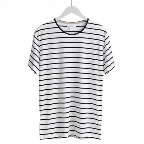Martinique – Round neck t-shirt Black & White Stripe